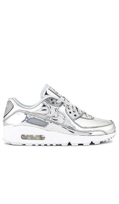 Nike Air Max 90 Liquid Metal Sneaker In Chrome  Pure Platinum & White