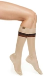 Fendi Ribbed Knee High Socks In Cream
