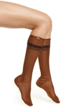 Fendi Ribbed Knee High Socks In Gnac