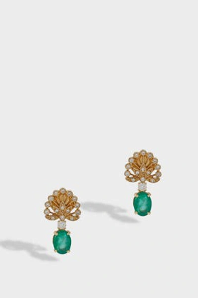 Yvonne Léon Emerald, Diamond And 18k Yellow Gold Drop Earring In Y Gold