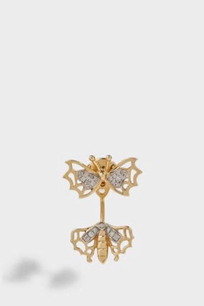 Yvonne Léon Diamond And 18k Yellow Gold Butterly Stud And Ear Jacket In Y Gold