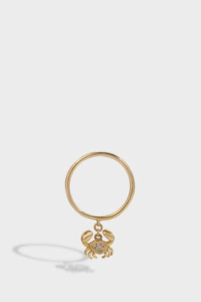 Yvonne Léon Diamond And 18k Yellow Gold Crab Charm Ring In Y Gold