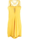 Rick Owens Lace-up Short Dress In Yellow