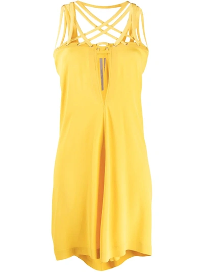 Rick Owens Lace-up Short Dress In Yellow