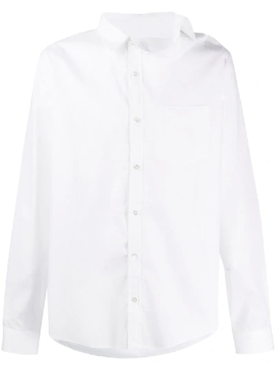 Y/project Deconstructed-collar Shadow Striped Shirt In White