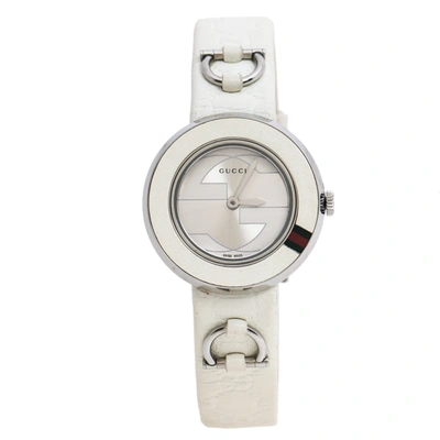 Pre-owned Gucci Silver Stainless Steel U-play 129.5 Women's Wristwatch 27 Mm