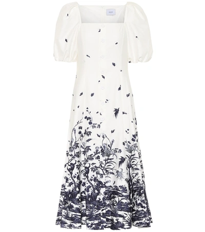 Erdem Mariona Puff-sleeve Cotton Midi Dress In White