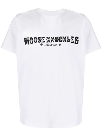 Moose Knuckles Logo Print T-shirt In White