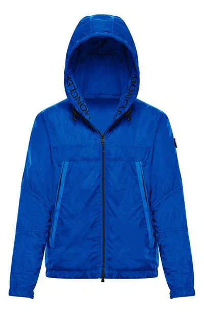 Moncler Scie Nylon Hooded Windbreaker In Medium Blue