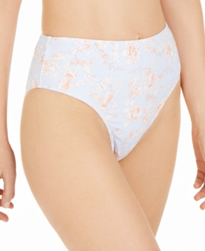 Weworewhat Wallpaper Floral Printed Emily High-waist Bikini Bottoms, Created For Macy's Women's Swim In Halogen Blue