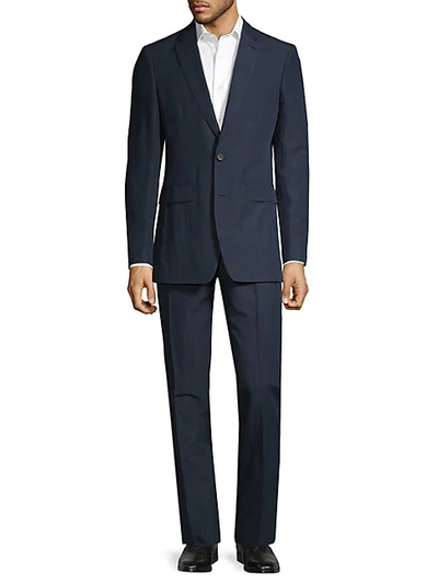 Burberry Standard-fit Striped Cotton-blend Suit In Navy