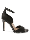 Bcbgeneration Jessika Snake Embossed Ankle Strap Sandal In Black