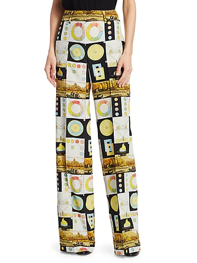 Akris Punto Flore Panopaly Wide-leg Silk Trousers In Multi