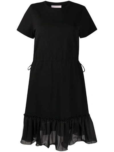 See By Chloé Mini Dress With Shirred Flounce In Black