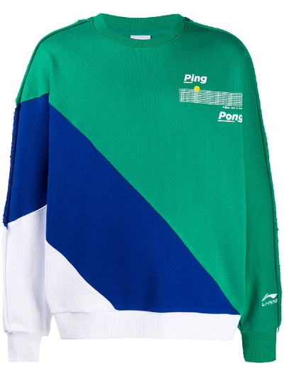 Li-ning Colour Block Sweatshirt In Green