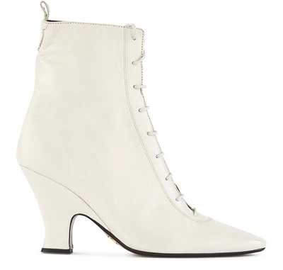 Marc Jacobs The Victorian Leather Boots In Off-white