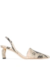 Rejina Pyo Conie 60mm Snake-print Leather Slingback Pumps In Neutrals