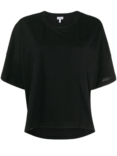 Loewe Embroidered Anagram Logo Cotton T-shirt In Black