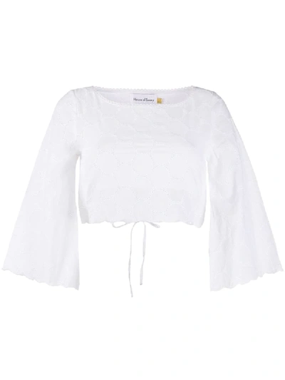 House Of Sunny Embroidered Cropped Top In White