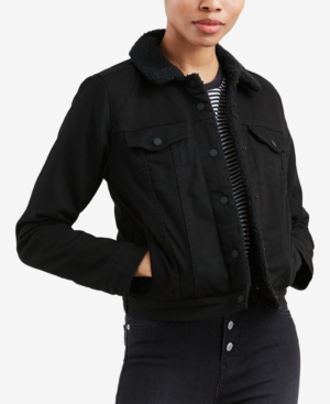 levi's ex boyfriend sherpa trucker jacket black