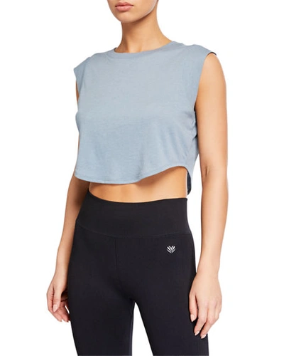 Alo Yoga Echo Cropped Sleeveless Tee In Blue Haze