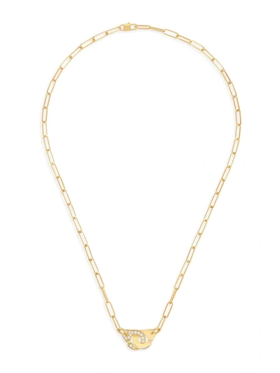 Dinh Van 18k Yellow Gold Menottes Diamond Interlocking Link Necklace, 16.5 - 100% Exclusive In White/gold