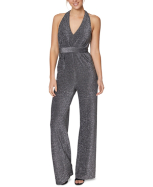 silver halter jumpsuit