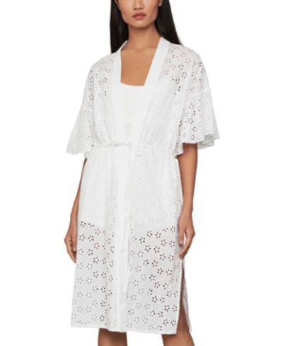 Bcbgmaxazria Floral Eyelet Cotton Wrap Jacket In Optic White