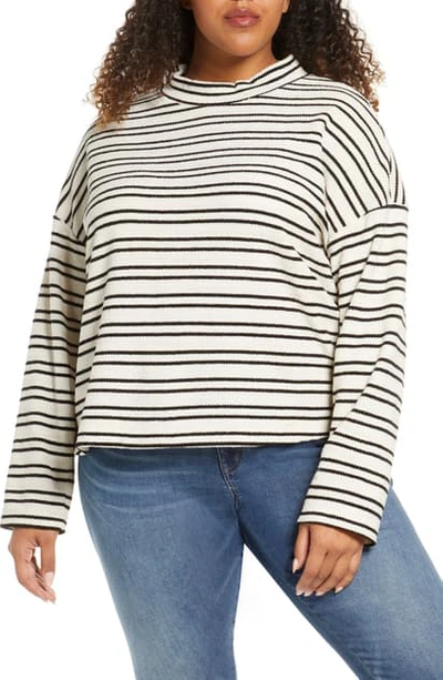 Sanctuary Curve Alea Striped Pullover Sweater In Parchment/ Black Stripe