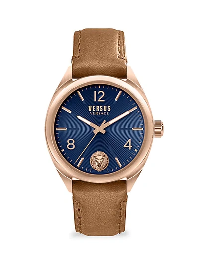 Versus Lexington Rosegold Stainless Steel Leather-strap Watch