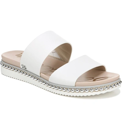 Sam Edelman Asha Slide Sandal In Bright White Leather