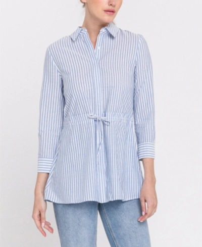 English Factory Striped Shirt With Tie In Blue