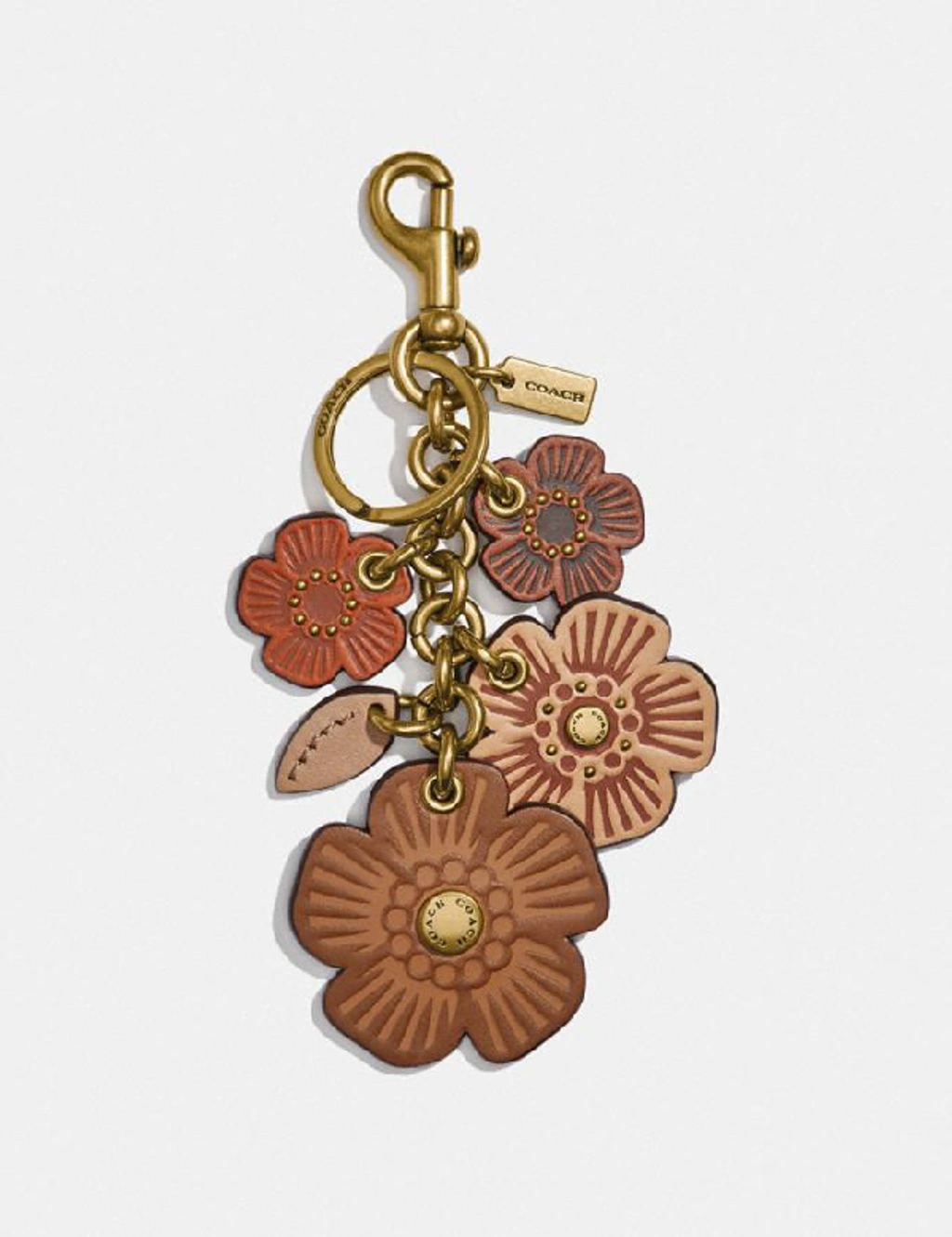 Coach Tea Rose Mix Bag Charm In Brown In Brass/saddle Multi | ModeSens