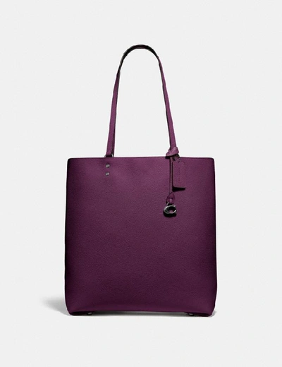 Coach Plaza Tote In Pewter/boysenberry