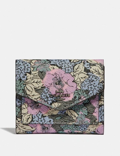 Coach Small Wallet With Heritage Floral Print - Women's In Pewter/soft Lilac Multi