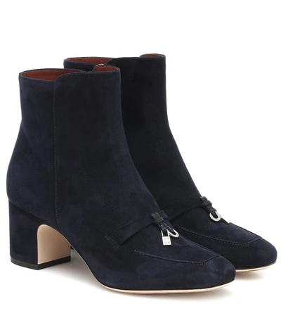 Loro Piana Charms Suede Ankle Boots In Blue