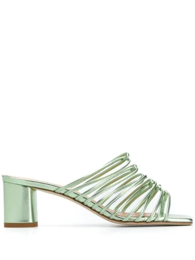 Aeyde Pearl Metallic-leather Sandals In Green