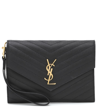 Saint Laurent Monogram Quilted Leather Clutch In Noir