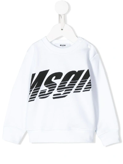Msgm Babies' Logo Print Jumper In White