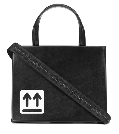 Off-white Baby Binder Clip Leather Box Bag In Black