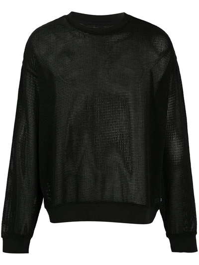 Stussy Pigment-dyed Cotton-mesh Sweatshirt In Black