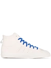 Adidas Originals Pharrell Williams Hu Nizza Rf Rubber-trimmed Leather High-top Sneakers In Neutrals