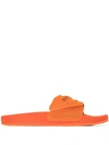 Heron Preston Logo-patch Slip-on Slides In Orange