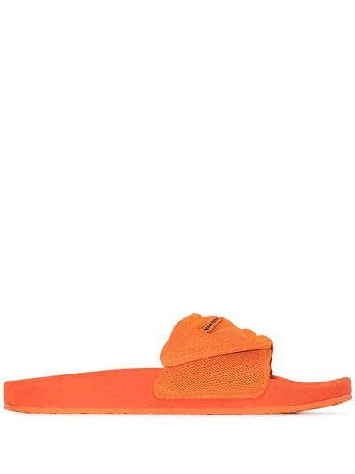 Heron Preston Logo-patch Slip-on Slides In Orange