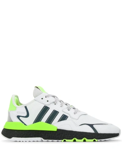 Adidas Originals Nite Jogger Sneakers In White With Irridescent 3 Stripes
