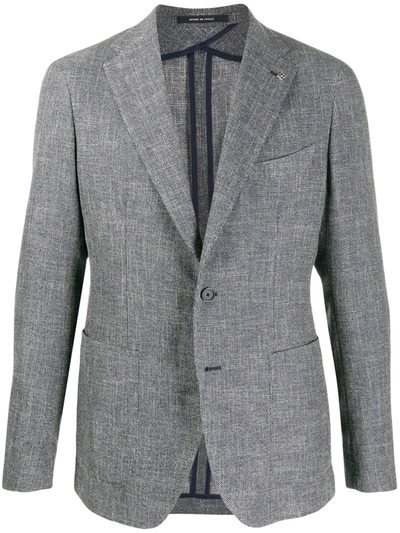 Tagliatore Destructured Pied De Poul Blazer In Blue