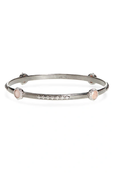 Armenta New World Bezel Set Bangle In Peach And Silver
