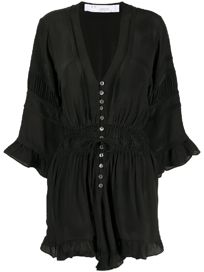 Iro Silk Button-up Playsuit In Black
