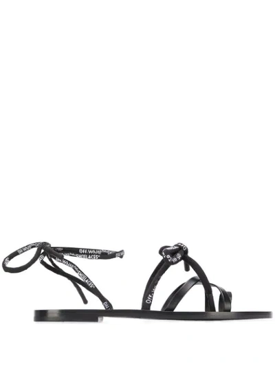 Off-white Strappy Shoelace Sandals In Black