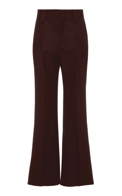 Prada High-rise Wide-leg Mohair Wool Pants In Brown